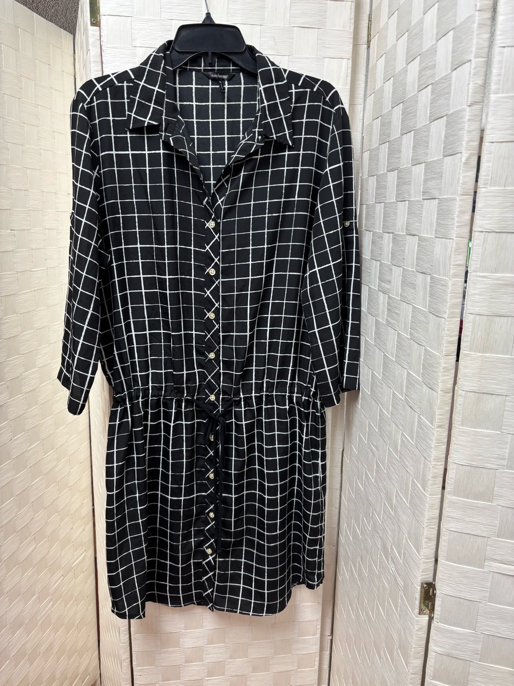 daisy fuentes black - white checkered dress medium - Picture 2 of 12